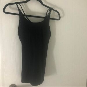 Montiel Built-in Shelf Bra Athletic Black Strappy Tank Top Sz S